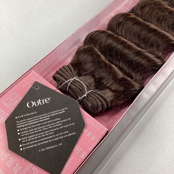 12” Euro Deep #4 Dark Brown Velvet Remi by Outre Human Hair Weft Extensions - Picture 3 of 4